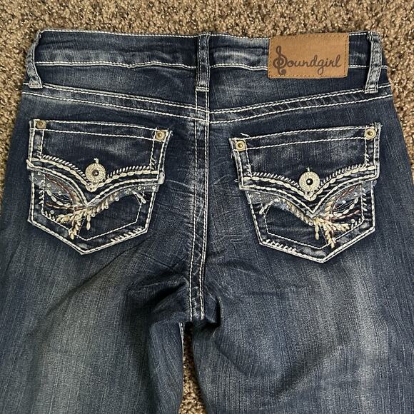 Soundgirl Skinny Jeans With Beautiful Stitching/ Embellishments - Size 3 - Picture 8 of 16